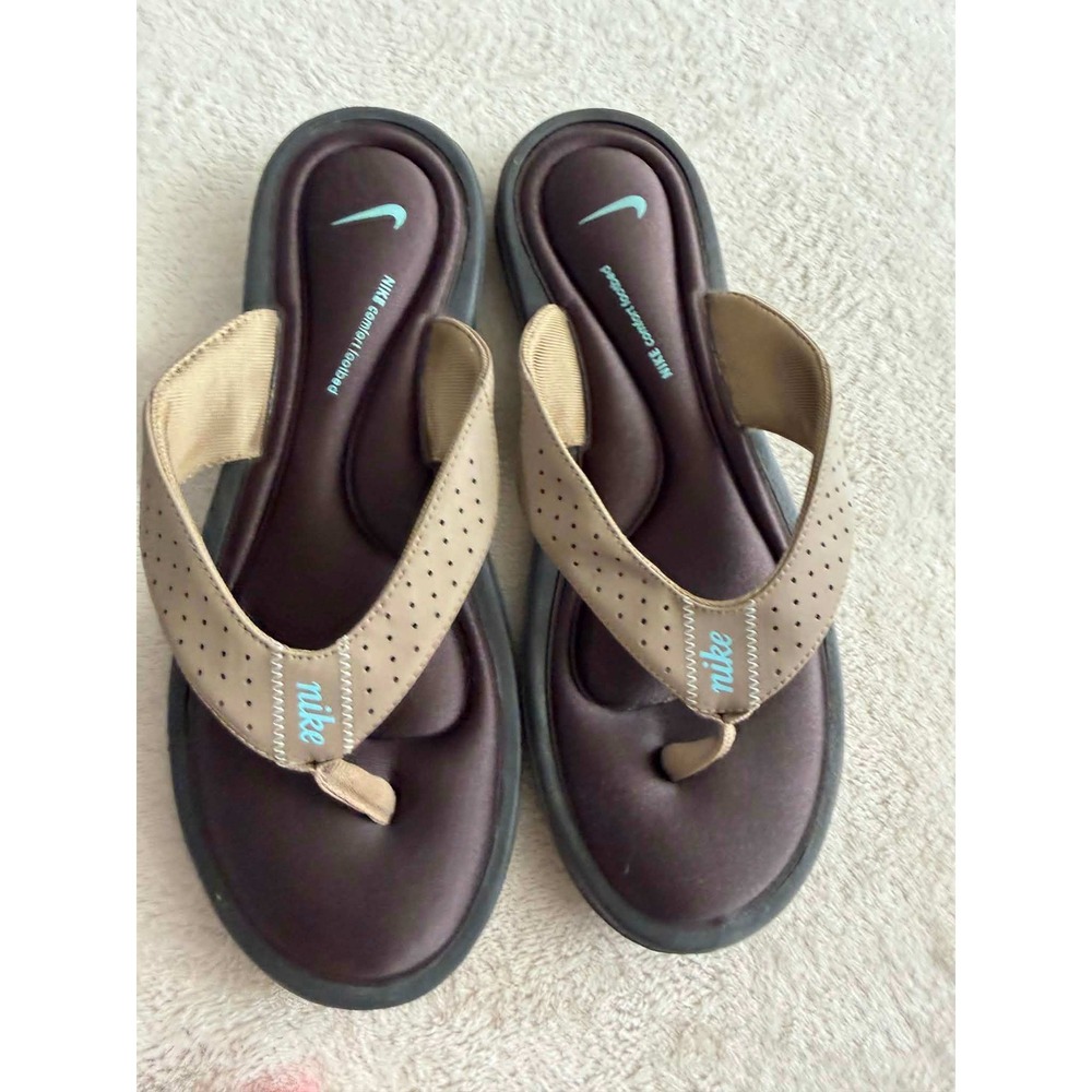 Nike Womens 10 Brown Comfort Footbed Flip Flop Sport Sandal Thong Perforated